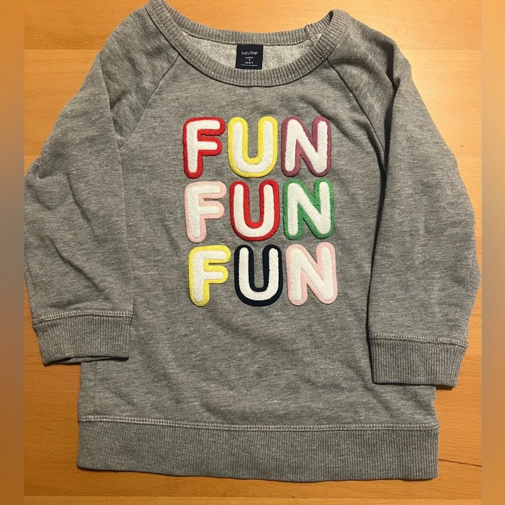 Like New BabyGap Gray Sweatshirt with Colorful 'FUN' Design